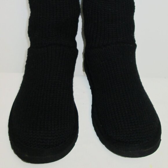 UGG Womens Classic Cardy Knit Knee High Boots/Shoes Black Size 8 - Picture 5 of 7